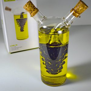 Handmade Glass Oil and Vinegar Cruet with suspended Grape Bunch