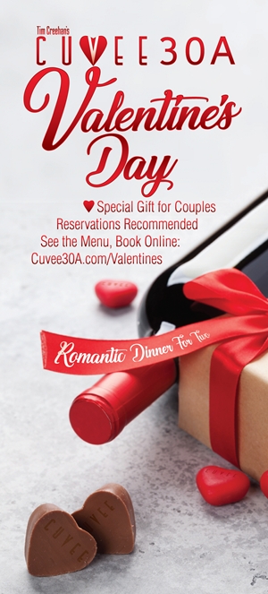 Valentine's Day Romantic Dinner For Two at Tim Creehan's Cuvee 30A