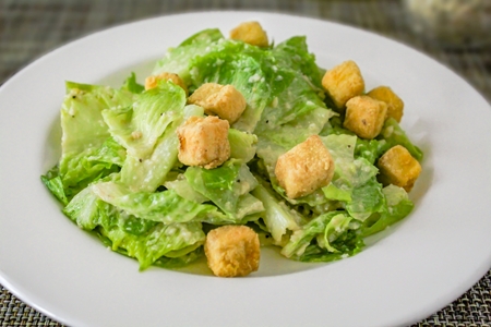 Classic Caesar Salad with Eggplant Croutons