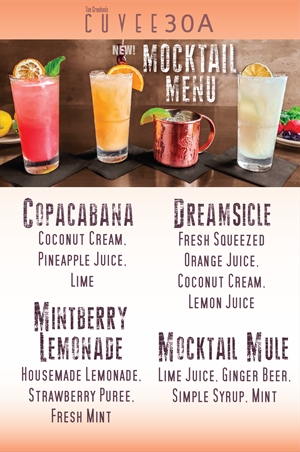 New! Handcrafted Mocktail Menu @Cuvee30A