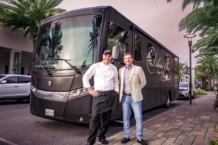 Chef Tim Creehan and Todd Newman in front of the Dakota Shy Bus @Cuvee30A March 17 2021