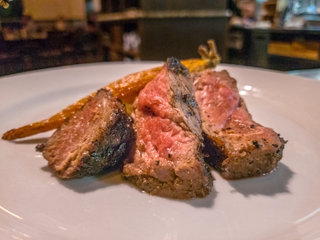 N.Y. Strip Steak, Baby Carrots, Jalapeño-Potato Gratin 450338