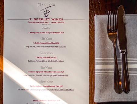 T. Berkley Wine Dinner Menu