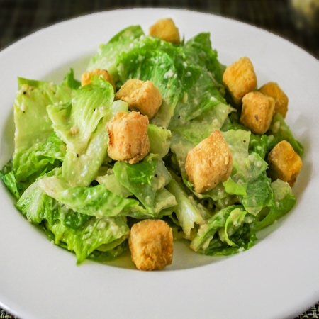 Chef Creehan's Caesar Salad with Eggplant-Romano Croutons