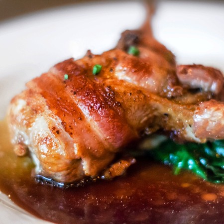 Pancetta Wrapped Grilled Quail